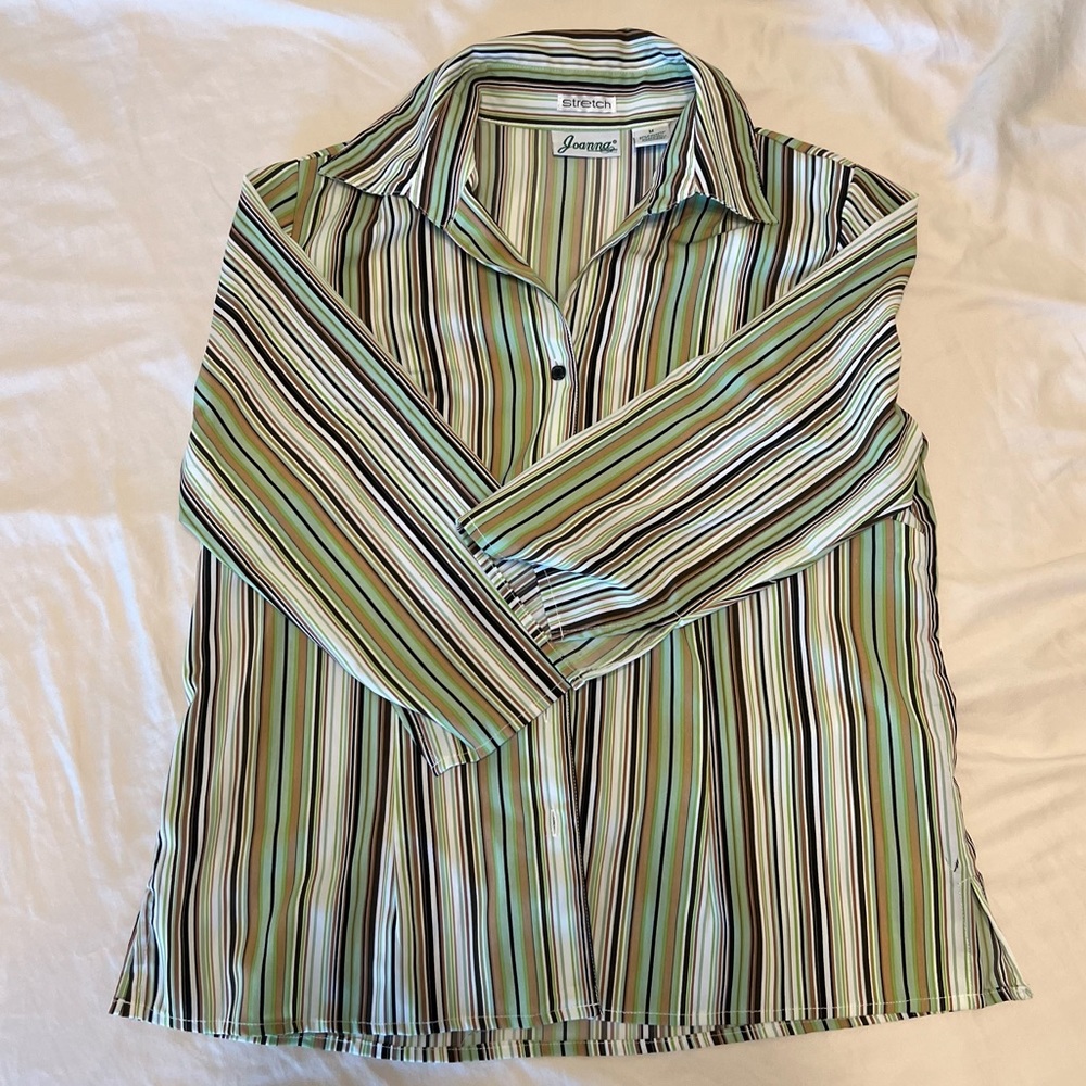 Joanna Stretch Retro Button Up Blouse
